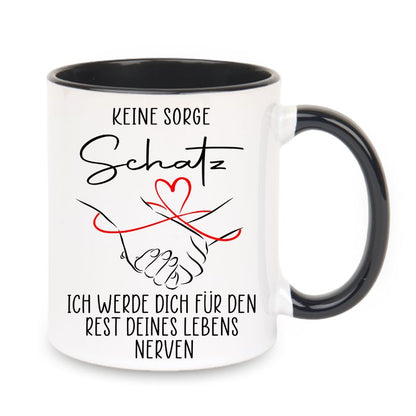 Valentinstag Keramiktasse "Keine Sorge Schatz - Schleife"