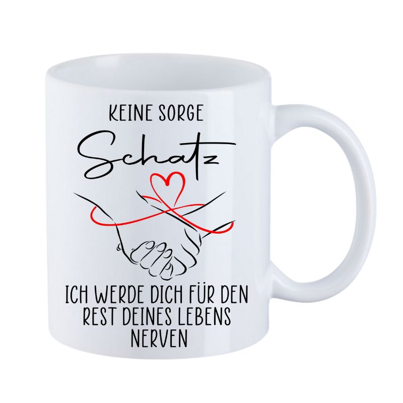Valentinstag Keramiktasse "Keine Sorge Schatz - Schleife"