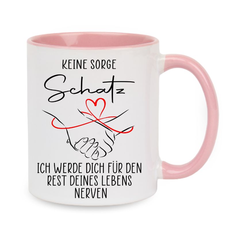 Valentinstag Keramiktasse "Keine Sorge Schatz - Schleife"