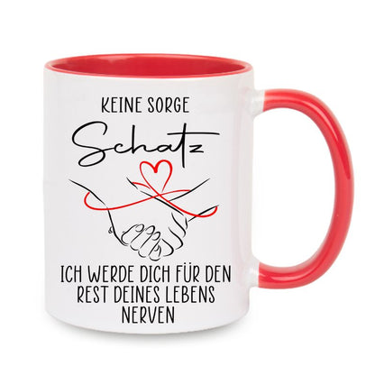 Valentinstag Keramiktasse "Keine Sorge Schatz - Schleife"