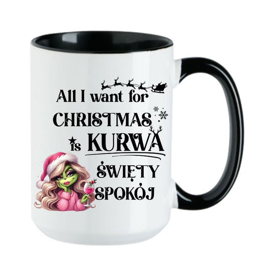 Kubek Combo 4 "All I want for Christmas is swiety spokoj" - Lady Grinch
