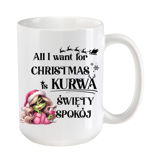 Kubek Combo 4 "All I want for Christmas is swiety spokoj" - Lady Grinch