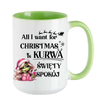Kubek Combo 4 "All I want for Christmas is swiety spokoj" - Lady Grinch