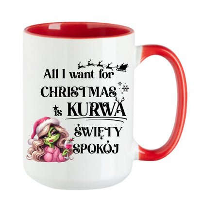 Kubek Combo 4 "All I want for Christmas is swiety spokoj" - Lady Grinch