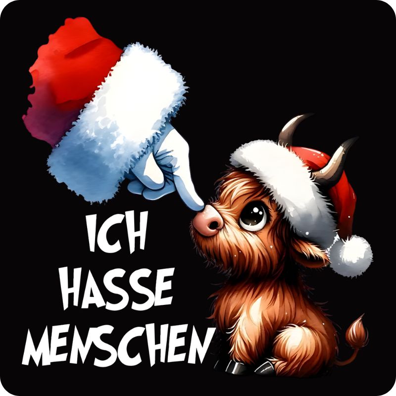 Grinch Untersetzer "Ich hasse Menschen" – Lustiges Geschenk für Weihnachtsmuffel & Kaffeeliebhaber