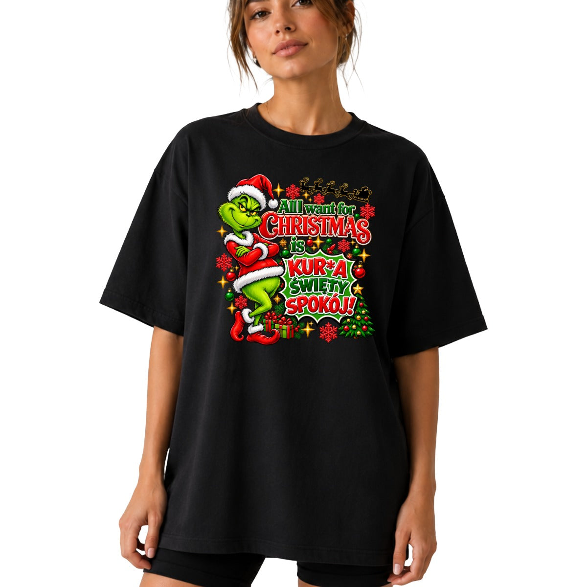 Koszulka damska „All I want for Christmas" - Grinch
