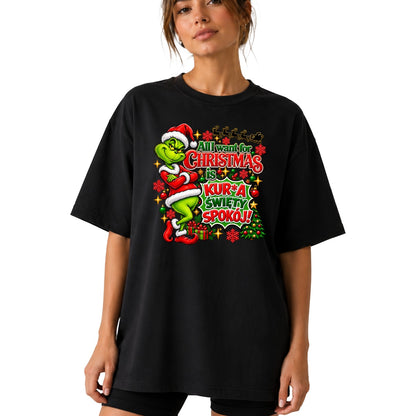 Koszulka damska „All I want for Christmas" - Grinch