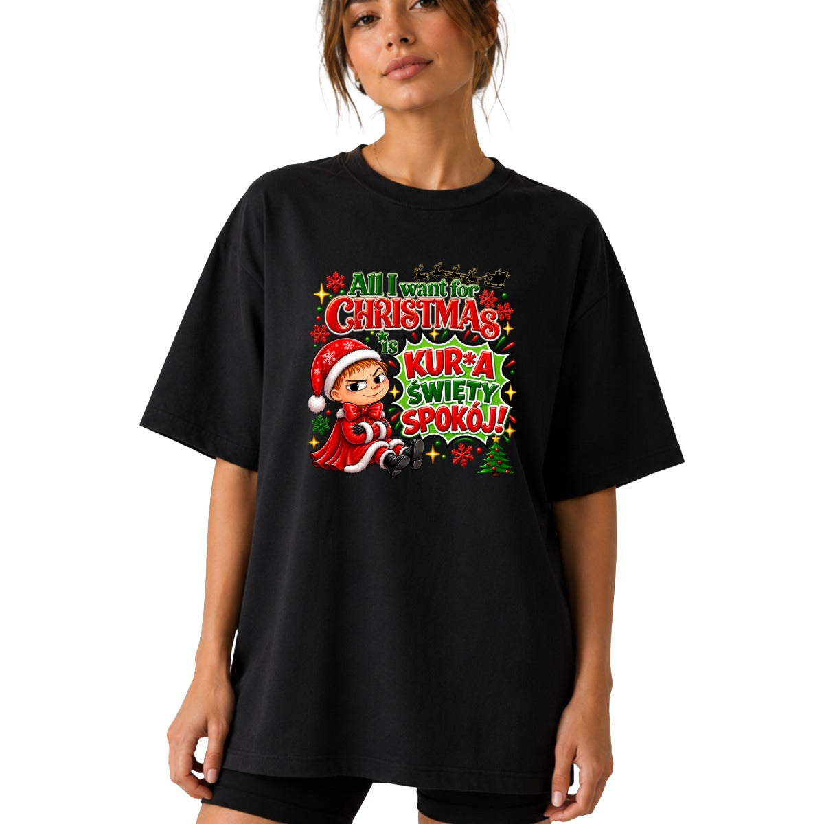 Koszulka damska „All I want for Christmas" - Mała Mi