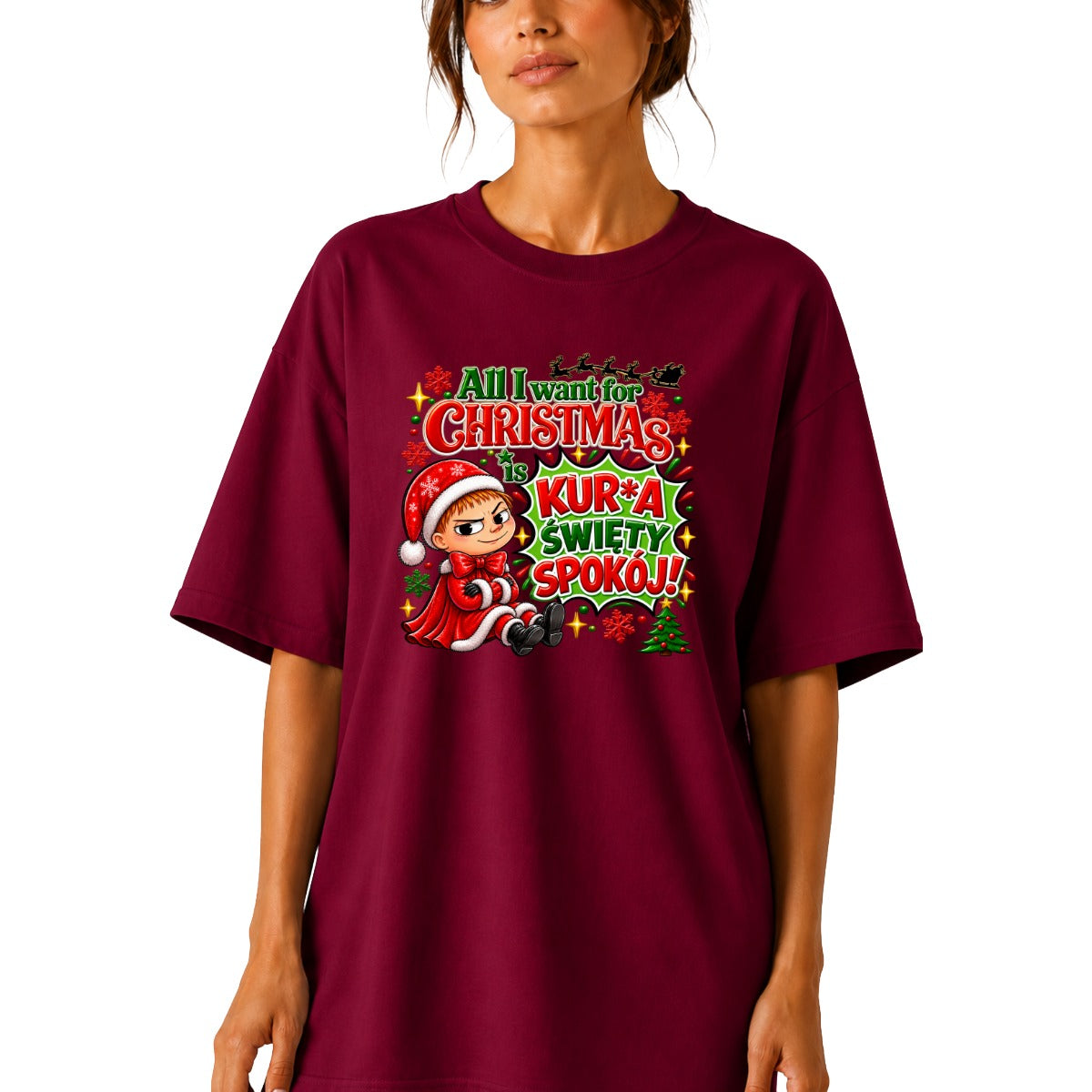 Koszulka damska „All I want for Christmas" - Mała Mi
