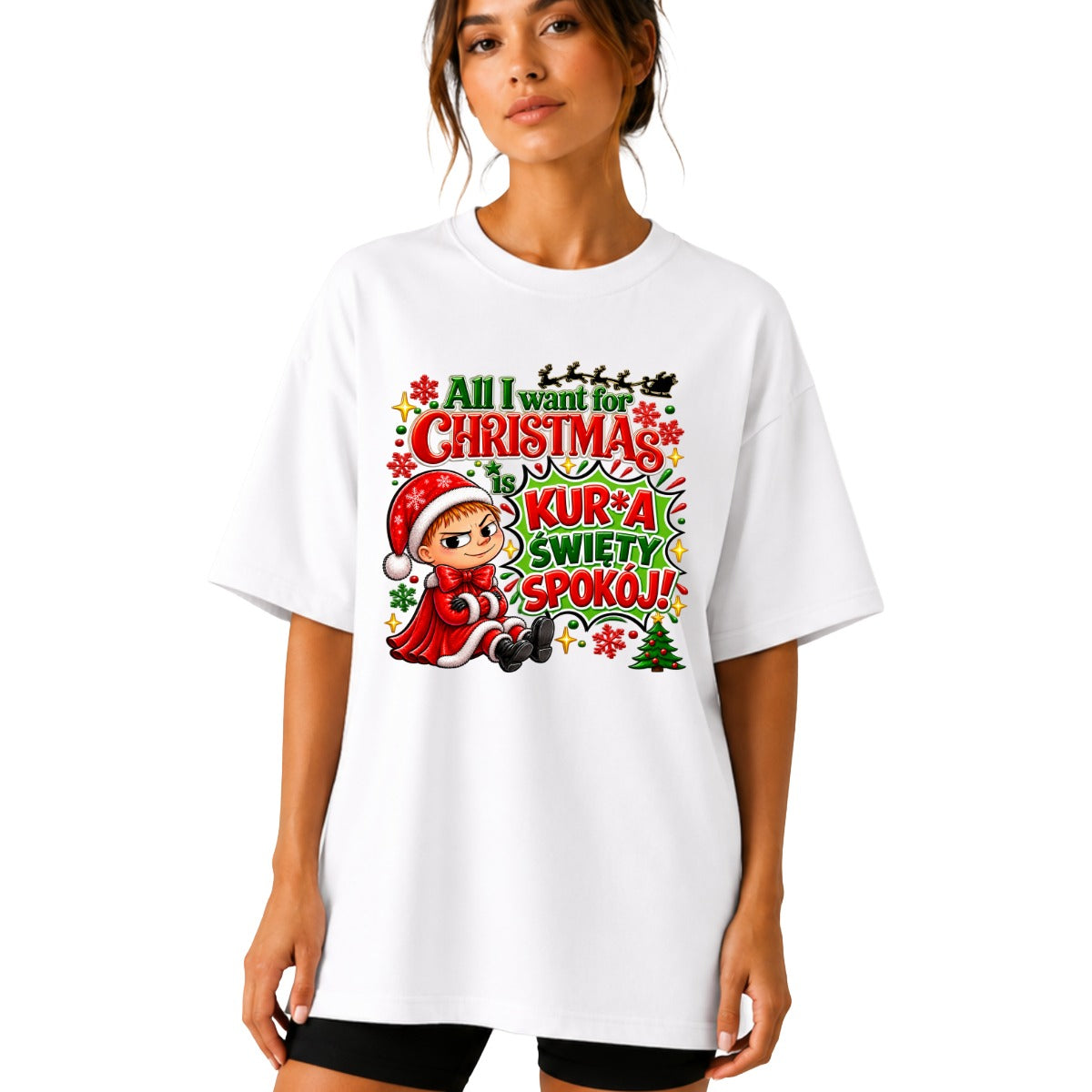 Koszulka damska „All I want for Christmas" - Mała Mi