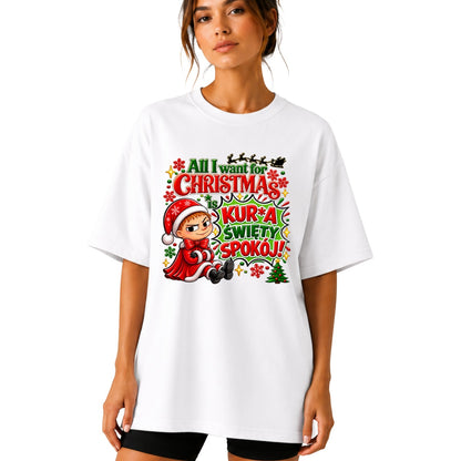 Koszulka damska „All I want for Christmas" - Mała Mi