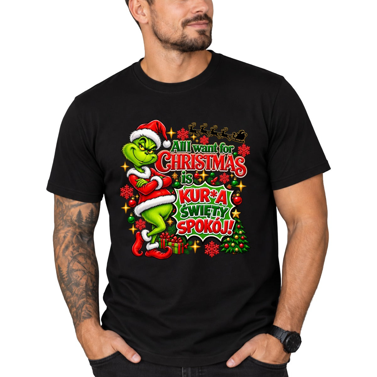 T-Shirt męski „All I want for Christmas" - Grinch